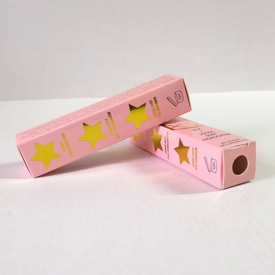 Caixa de papel cosmética de carimbo quente de CMYK, empacotamento dobrável da caixa do batom