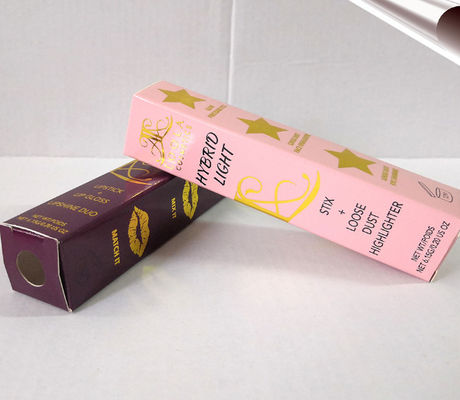 Caixa de papel cosmética de carimbo quente de CMYK, empacotamento dobrável da caixa do batom