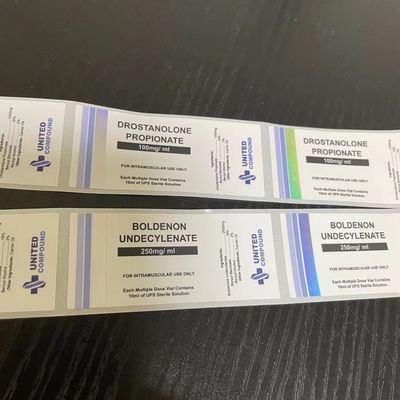 Etiquetas da garrafa do comprimento 30ml da cor 26mm de ISO9001 PMS com impressão da folha de prata