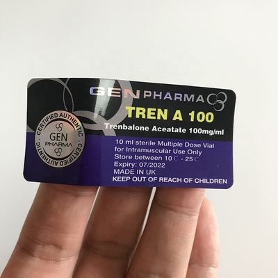 etiqueta holográfica esteroide de 25x60mm Vial Labels Anti Fake Silver