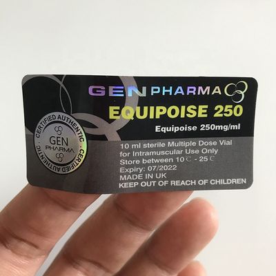 etiqueta holográfica esteroide de 25x60mm Vial Labels Anti Fake Silver