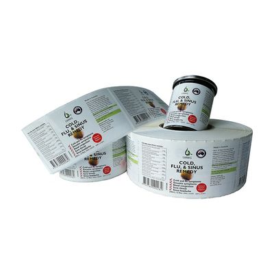 Etiqueta autoadesiva impermeável Matte Lamination da garrafa da medicina de 6x12cm