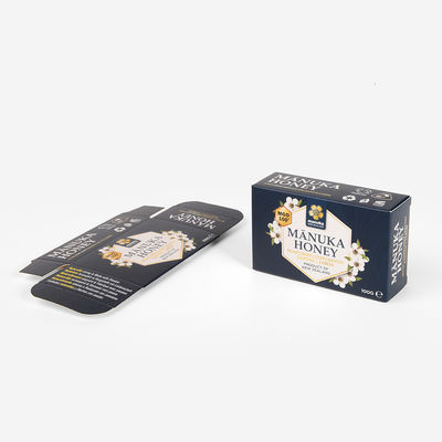 Caixa 300gsm de papel cosmética reciclada preta com impressão UV do ponto